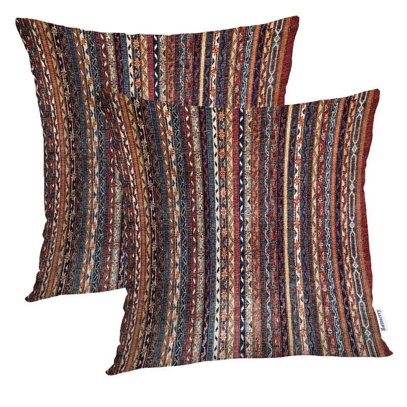 Batmerry Turkish Floral Decorative Pillow Covers 20 x 20 Inch Vintage Tradition Oriental Turkish Carpet Pattern Double Sided Throw Pillow Covers Sofa Cushion Cover Square 20 InchesSet of 2
