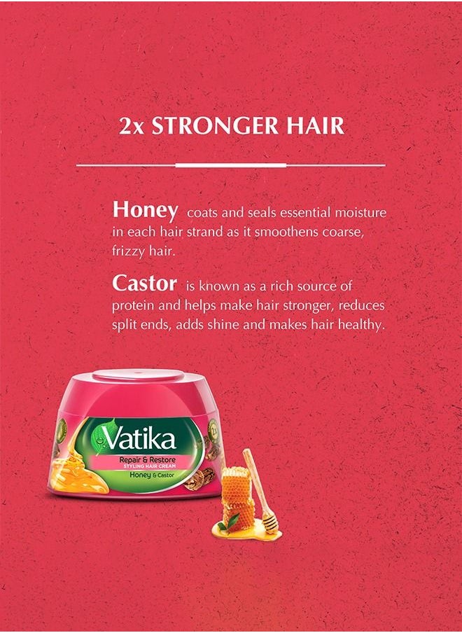 Vatika Naturals - Vatika Naturals Repair & Restore Hair Styling Cream | Natural Extracts of Honey & Castor | Revitalizes & Repairs Damaged & Split Hairs - 140ml - Image 1