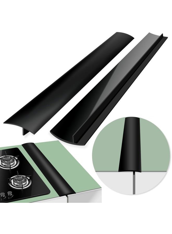 CARGEN 25 Inches Gap Filler for Stove and Counter, Kitchen Stove Counter Gap Cover Silicone Gap Cover Between Stove and Counter Stove Gap Filler Heat Resistant Cover Easy Clean Black - Image 1