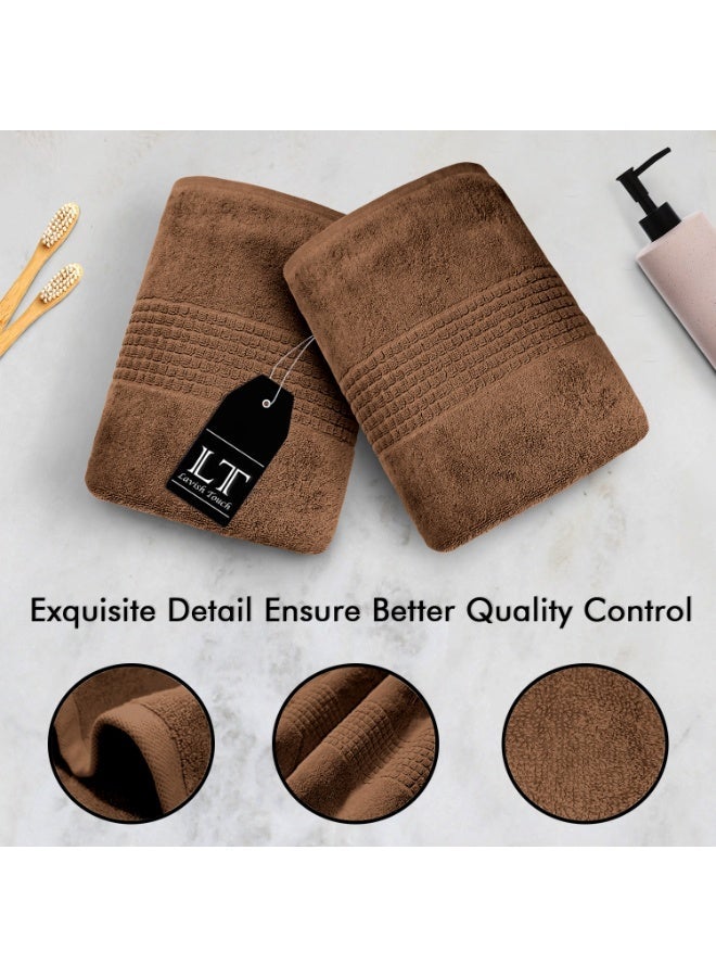 Lavish Touch Mosaic 4 Pack Premium Bath Towels Mocha (70 x 140 cm) 100% Cotton 700 GSM, 2 ply, Highly Absorbent Quick Drying - Image 2