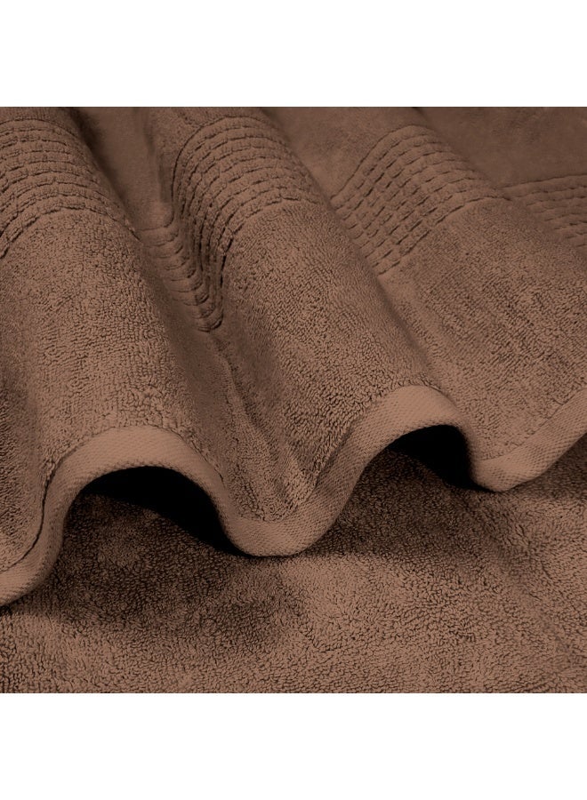 Lavish Touch Mosaic 4 Pack Premium Bath Towels Mocha (70 x 140 cm) 100% Cotton 700 GSM, 2 ply, Highly Absorbent Quick Drying - Image 3