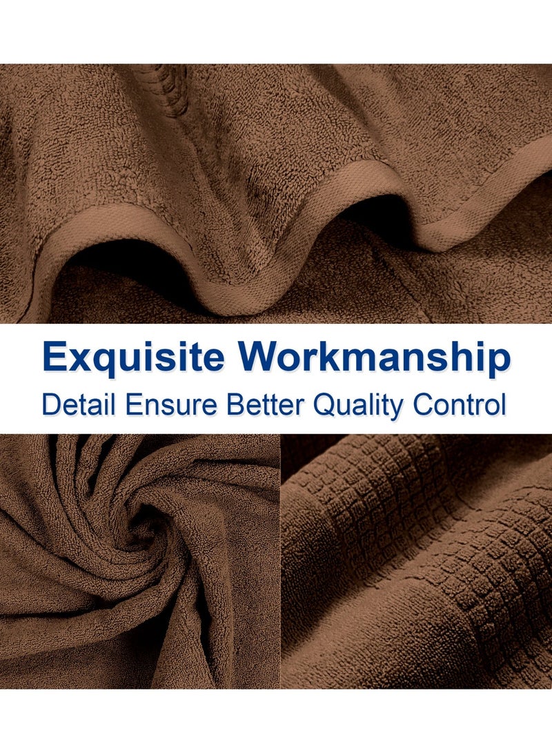 Lavish Touch Mosaic 4 Pack Premium Bath Towels Mocha (70 x 140 cm) 100% Cotton 700 GSM, 2 ply, Highly Absorbent Quick Drying - Image 4