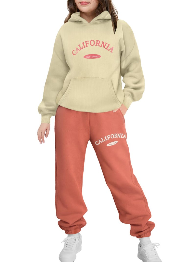Arshiner Kids 2 Piece Outfits Girls Letter Print Long Sleeve Fashion Sweatshirts and Sweatpants Tracksuits Sets 6-7 Years - Image 1