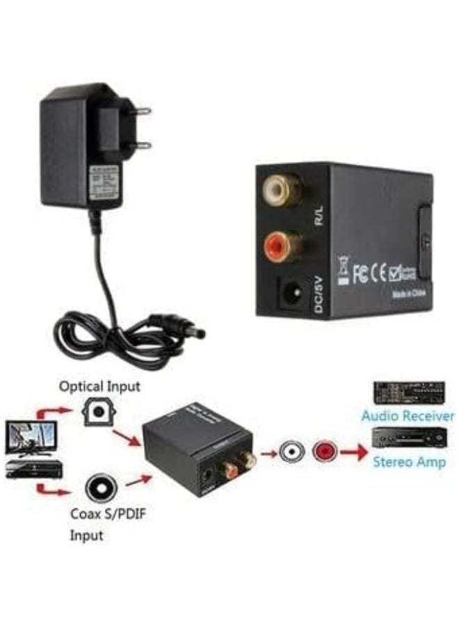 محول صوت رقمي (Toslink/SPDIF ضوئي ومحوري) إلى تناظري، ومحول صوت ستيريو (من ضوئي إلى RCA) مزود بمخرج AUX 3.5 مم؛ جهاز فك تشفير صوت رقمي متوافق مع أجهزة التلفاز، وأنظمة المسرح المنزلي، ومكبرات الصوت، وسماعات الرأس، وأنظمة الصوت، وأجهزة الوسائط المتعددة. - Image 3