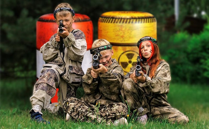 NINOSTAR Package 4 Combat Battlefield Inflatables, Compatible with Nerf, Laser tag, Water Gun for Boys Birthday Party Activities and Decoration. Premiume Pack Include Water chember and Repair kit. - Image 3
