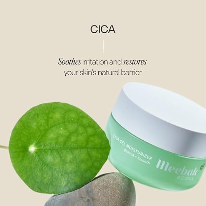 Meebak Cica Gel Face Moisturizer | Lightweight Hydrating Water Cream with Hyaluronic Acid & Vegan Collagen | Fast-Absorbing, Cooling Gel for All-Day Hydration & Glass Skin | Korean Skin Care - Image 4
