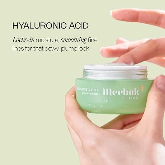 Meebak Cica Gel Face Moisturizer | Lightweight Hydrating Water Cream with Hyaluronic Acid & Vegan Collagen | Fast-Absorbing, Cooling Gel for All-Day Hydration & Glass Skin | Korean Skin Care - Image 5