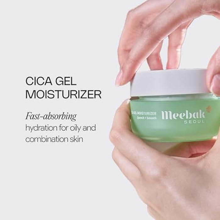 Meebak Cica Gel Face Moisturizer | Lightweight Hydrating Water Cream with Hyaluronic Acid & Vegan Collagen | Fast-Absorbing, Cooling Gel for All-Day Hydration & Glass Skin | Korean Skin Care - Image 2