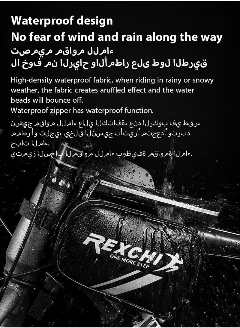 REXCHI Bicycle Frame Bag, Waterproof Bike Frame Bag, Detachable Bike Pouch Bag Bike Handlebar Bag, Cycling Front Top Tube Touchscreen Phone Mount for Smartphone up to 6.5''  - Image 5