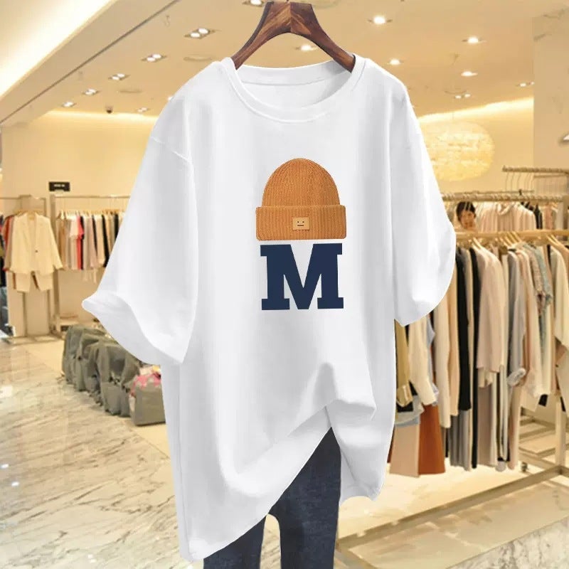 White Short-sleeved T-shirt Women's Loose 2023 Spring and Summer New European Large Edition Mid-length Student's All-match Top Instagram Trendy - Image 4