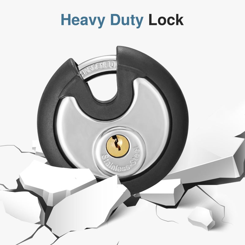 Puroma Keyed Padlock, Stainless Steel Locker Lock Heavy Duty Locks with 3 Keys, Waterproof Gate Storage Unit Lock with Rubber Bumper for Warehouse, Gym Storage Locker, and Outdoors (1 Pack) - Image 5
