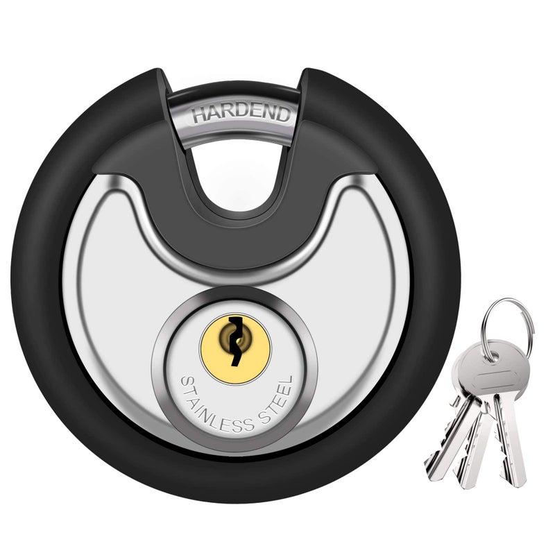 Puroma Keyed Padlock, Stainless Steel Locker Lock Heavy Duty Locks with 3 Keys, Waterproof Gate Storage Unit Lock with Rubber Bumper for Warehouse, Gym Storage Locker, and Outdoors (1 Pack) - Image 1