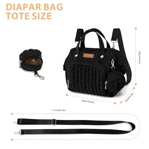 FHELAD Small Diaper Bag Backpack Toddler Diaper Bags Waterproof MultiFunction Newborn Baby Stylish Mini Tote Maternity Bags Black with Pacifier Case - Image 3
