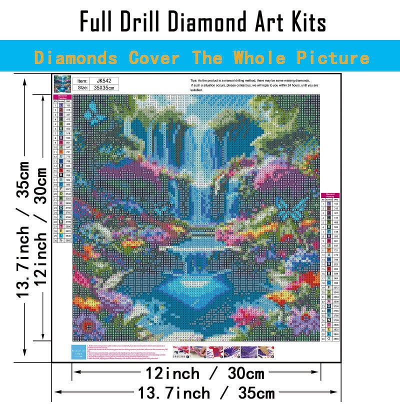 CHWGLFGG Landscape Scenery Diamond Art Kits for Adults Beginners, 5D DIY Full Round Drill Diamond Painting Kits Waterfall, Paint by Diamonds Dot Gem Art Crystal Flower Easy,Home Wall Decor 13.7X13.7Inch - Image 4