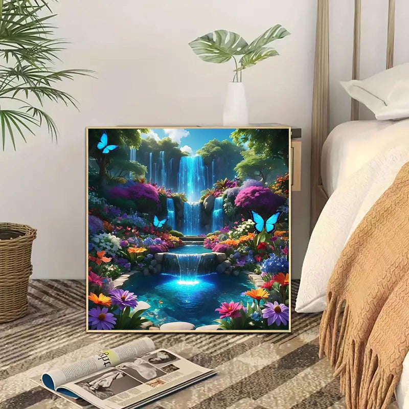 CHWGLFGG Landscape Scenery Diamond Art Kits for Adults Beginners, 5D DIY Full Round Drill Diamond Painting Kits Waterfall, Paint by Diamonds Dot Gem Art Crystal Flower Easy,Home Wall Decor 13.7X13.7Inch - Image 3