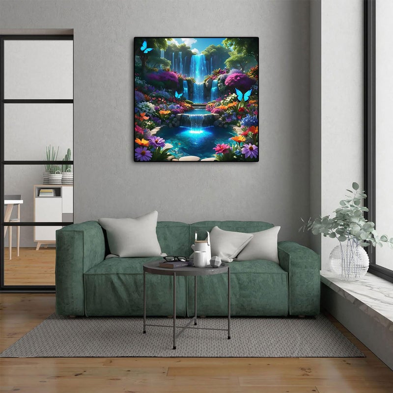 CHWGLFGG Landscape Scenery Diamond Art Kits for Adults Beginners, 5D DIY Full Round Drill Diamond Painting Kits Waterfall, Paint by Diamonds Dot Gem Art Crystal Flower Easy,Home Wall Decor 13.7X13.7Inch - Image 2