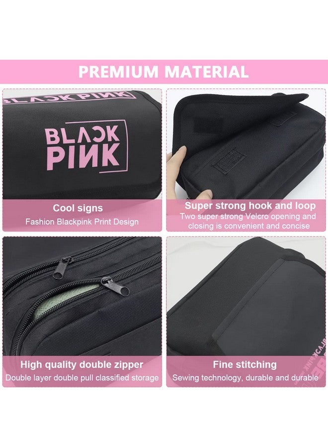 HASTHIP Polyester Blackpink Pencil Box Pencil Case, Large Capacity Cosmetic Bag Organizer Pouch For Blackpink Lover Fans, Double Zippers Stationary Bag For School Girls Boys Adult - Image 4
