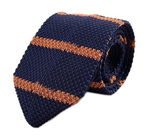 Secdtie Men's Stripe Navy Blue Eco-friendly Woven Silk Tie Formal Necktie 009 - Image 4
