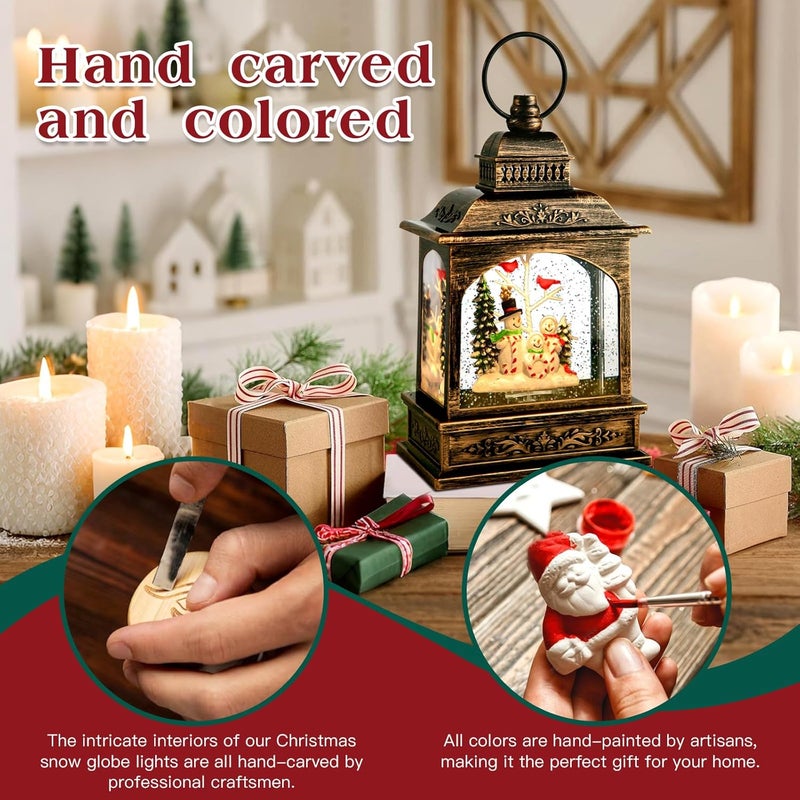Aixuler Cardinal Snow Globe, Christmas Snowman Musical Snow Globe Lantern Lights with 6H Timer Battery & USB Powered, Retro Style Holiday Glitter Globe for Xmas Home Decoration Holiday Party Gifts - Image 3