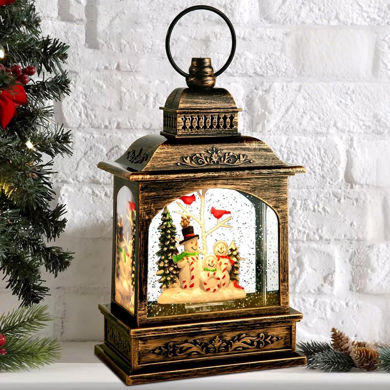 Aixuler Cardinal Snow Globe, Christmas Snowman Musical Snow Globe Lantern Lights with 6H Timer Battery & USB Powered, Retro Style Holiday Glitter Globe for Xmas Home Decoration Holiday Party Gifts - Image 1