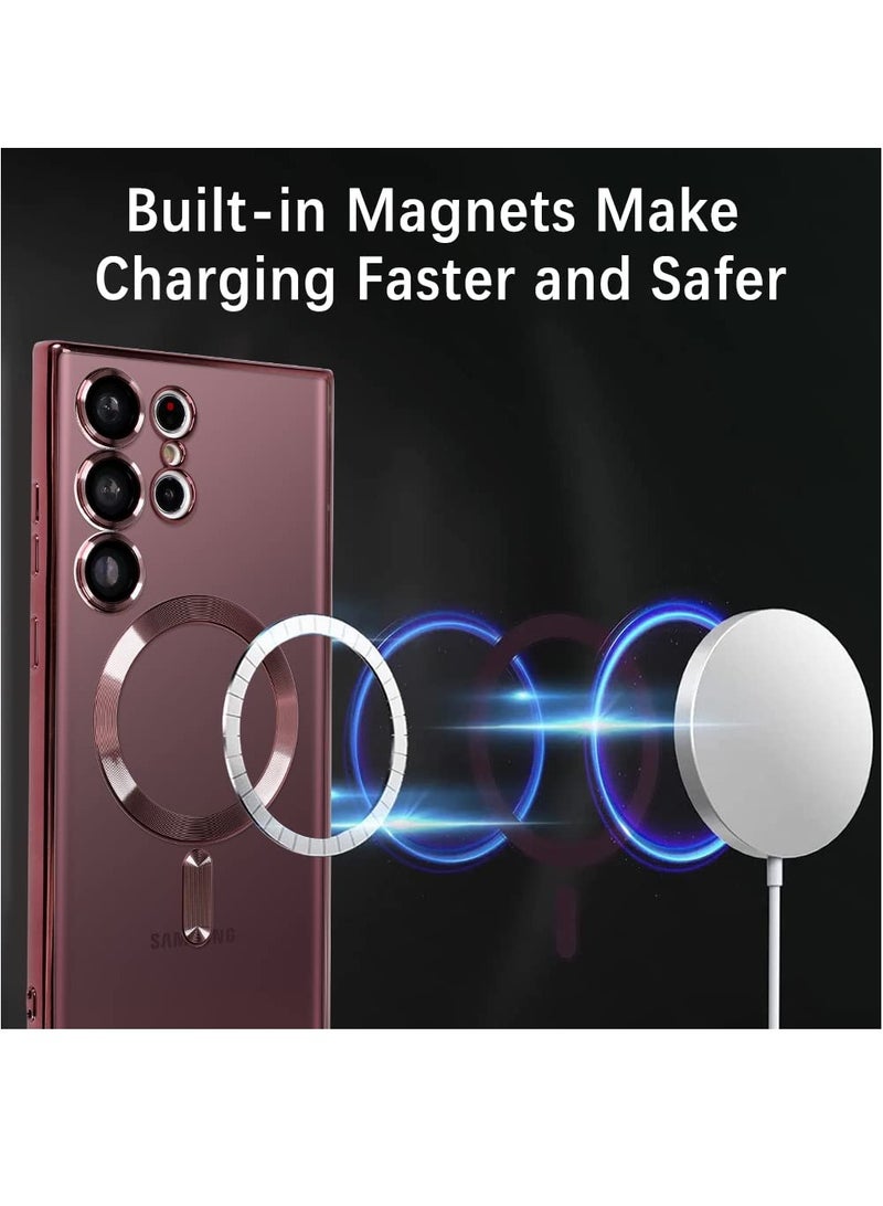 BORTONY Galaxy S23 Ultra Case Plating Magnetic Case with Screen Protector Magnetic Cover Clear Body Slim Fit Shockproof Magsafe for Samsung Galaxy S23 Ultra Cover 6.8 inch - Image 3