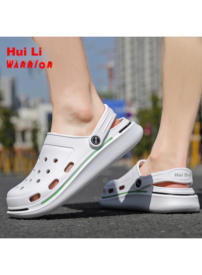 Warrior Men's Non-slip Sandals Outdoor Hole Shoes Sports Bathroom Outdoor Wear Cool Slippers Hl02281 White Size 40