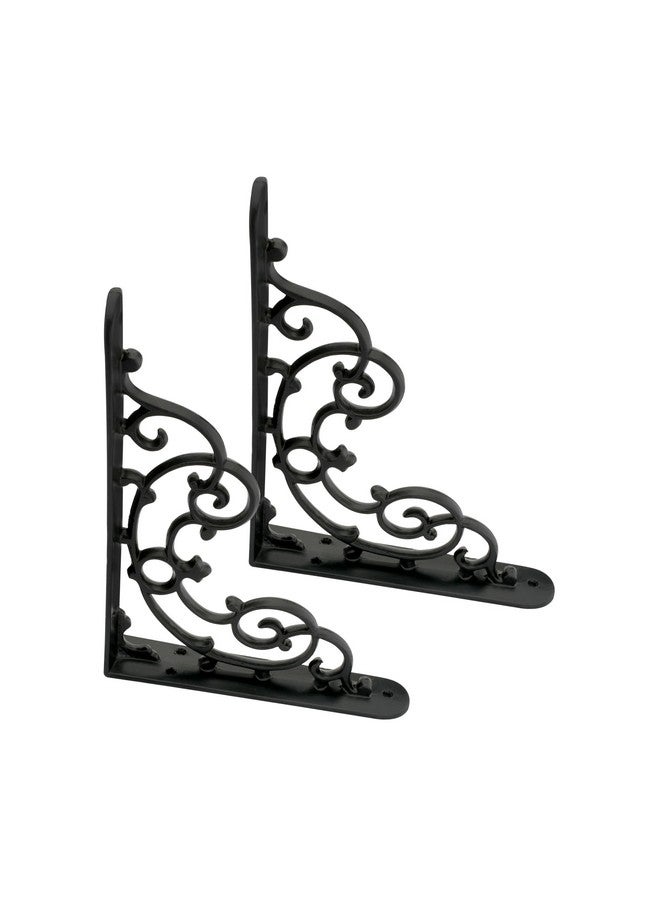 GHAR DWAR Metal Handcrafted Shelf Bracket for Floating Shelves L Angle Decorative Corner L Shaped Brace Joint Heavy Duty Wall Mounted Shelf Supporter Corner Brace Holder (Pack of 2, Black) - Image 2