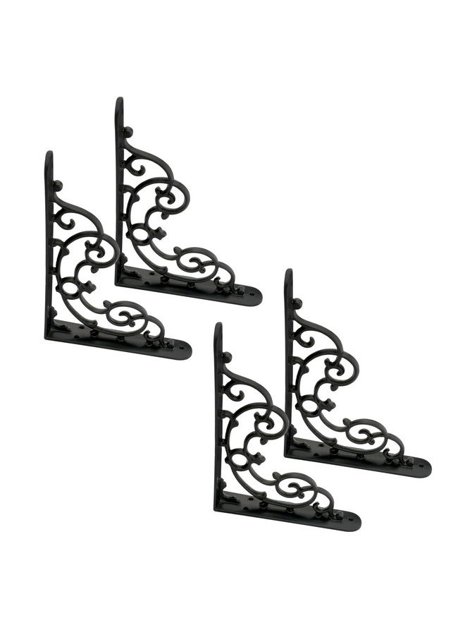 GHAR DWAR Metal Handcrafted Shelf Bracket for Floating Shelves L Angle Decorative Corner L Shaped Brace Joint Heavy Duty Wall Mounted Shelf Supporter Corner Brace Holder (Pack of 2, Black) - Image 3