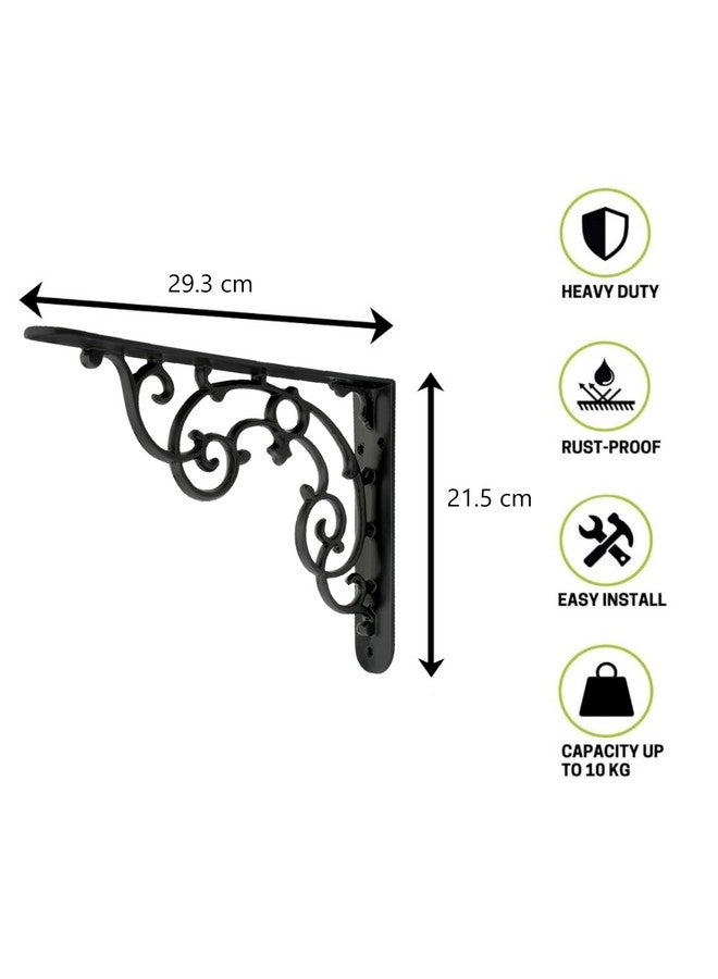 GHAR DWAR Metal Handcrafted Shelf Bracket for Floating Shelves L Angle Decorative Corner L Shaped Brace Joint Heavy Duty Wall Mounted Shelf Supporter Corner Brace Holder (Pack of 2, Black) - Image 4