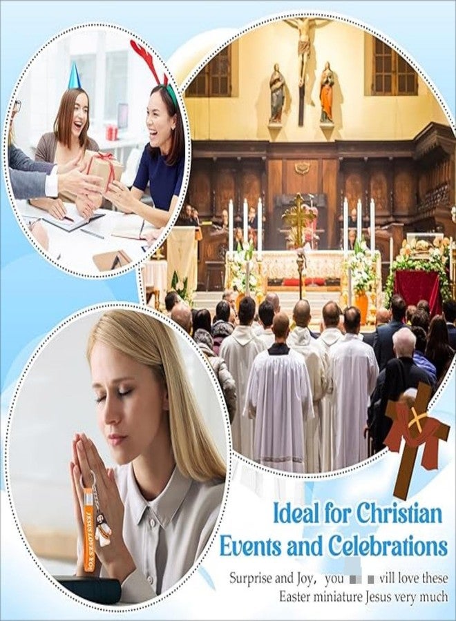 بيميمو مجموعة Bememo المكونة من 12 قطعة من سلاسل مفاتيح صغيرة على شكل يسوع، مصنوعة من السيليكون، تحمل آيات من الكتاب المقدس، وهي هدية دينية للكنيسة (ملونة، بتصميم "يسوع يحبك"). - Image 4