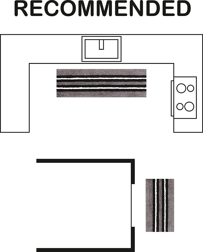SKIVE India Kitchen Mat and Runner with Anti Skid BackingColour Redpatta Grey Set of 2 40x12040 x 60 CM - Image 3
