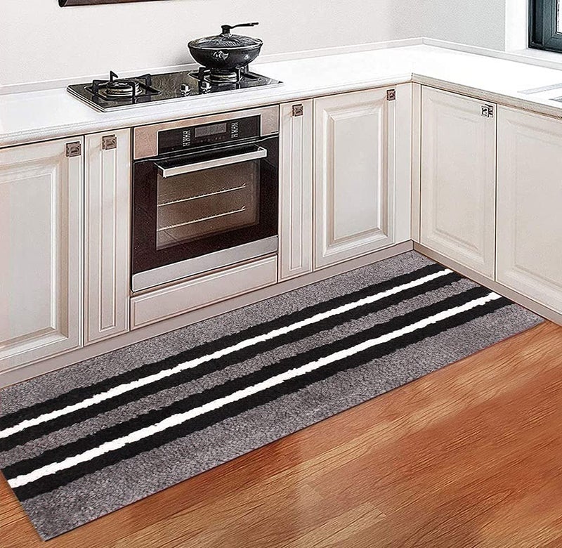 SKIVE India Kitchen Mat and Runner with Anti Skid BackingColour Redpatta Grey Set of 2 40x12040 x 60 CM - Image 4