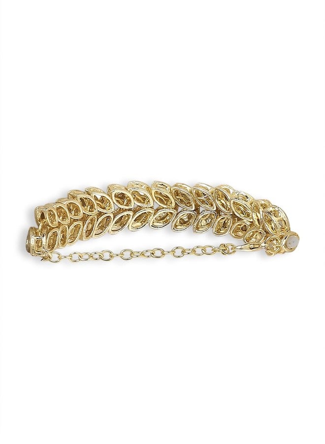 fabula Jewellery Gold Kundan Bracelet - Party-Wear Indo-Western - For Women & Girls Stylish Latest (VMB61_Z1) - Image 4