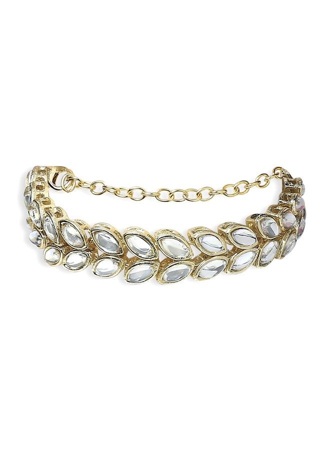 fabula Jewellery Gold Kundan Bracelet - Party-Wear Indo-Western - For Women & Girls Stylish Latest (VMB61_Z1) - Image 1