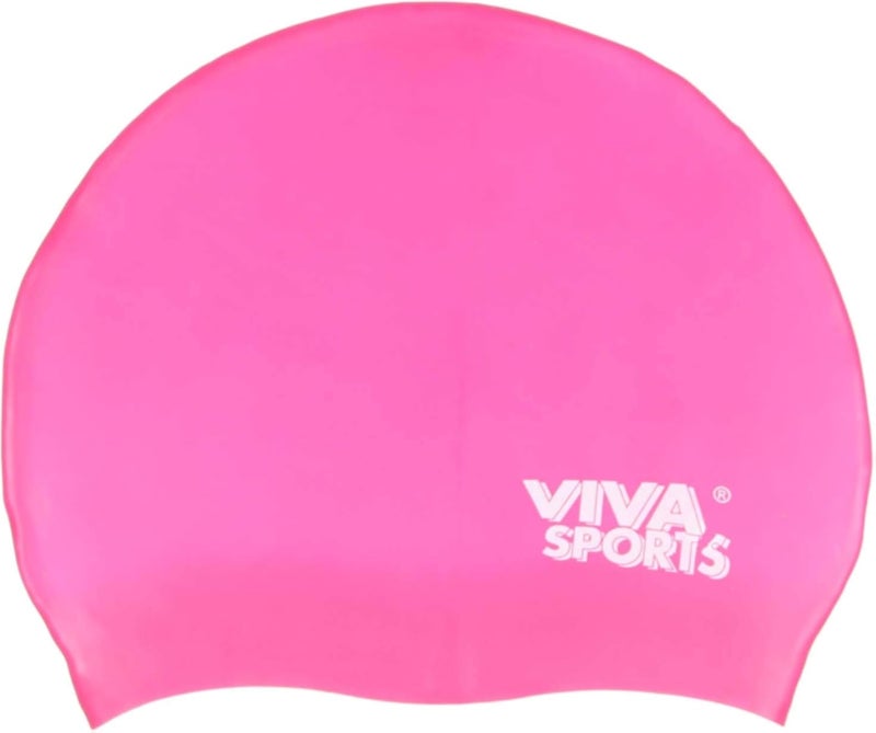 Viva Sports Silicone Swimming Cap for Kids in Zipper Bag Fuchsia
