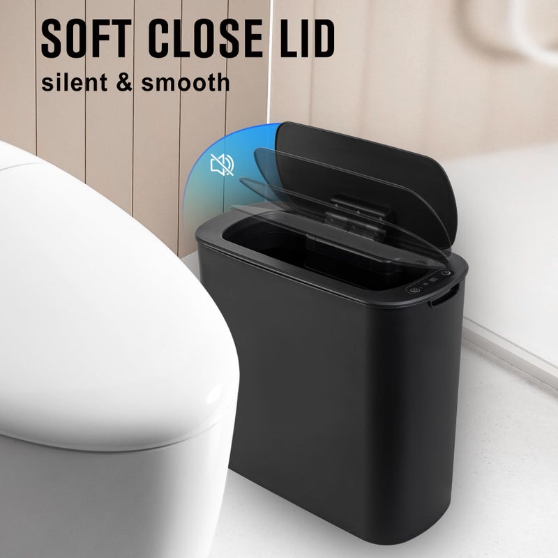 Cesun Automatic Motion Sensor Black Bathroom Trash Can with Lid, 2.6 Gallon Touchless Trash Bin, Smart Plastic Slim Garbage Can Small Wastebasket for Toilet, Office, rv, Bedroom, Living Room - Image 5