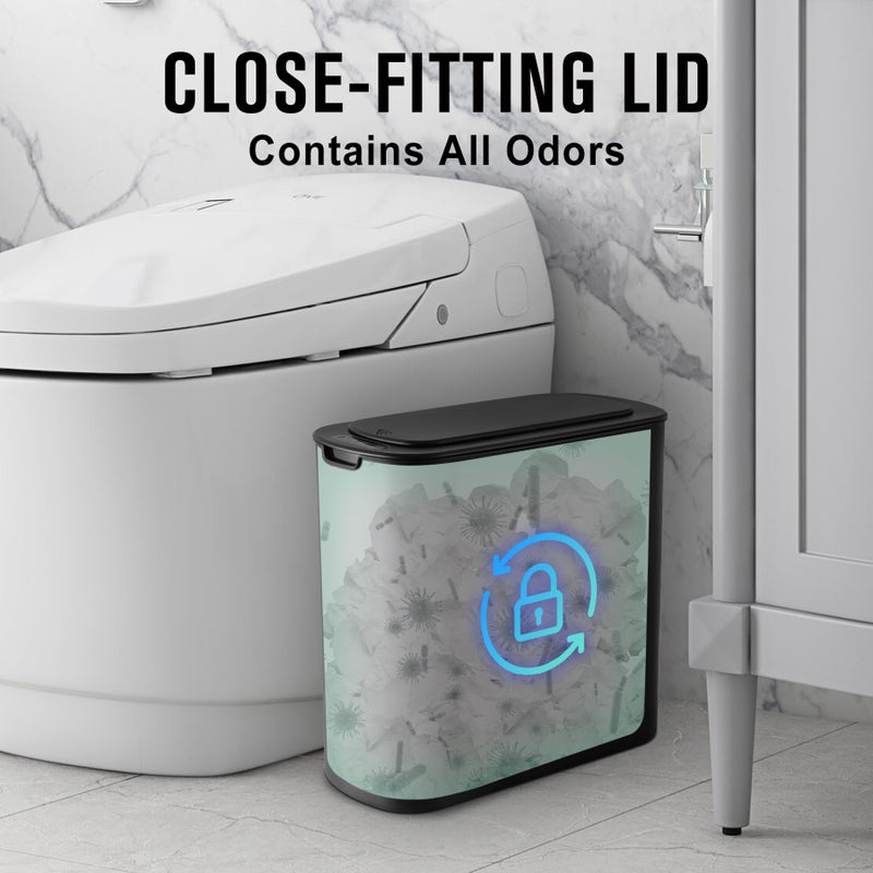 Cesun Automatic Motion Sensor Black Bathroom Trash Can with Lid, 2.6 Gallon Touchless Trash Bin, Smart Plastic Slim Garbage Can Small Wastebasket for Toilet, Office, rv, Bedroom, Living Room - Image 4