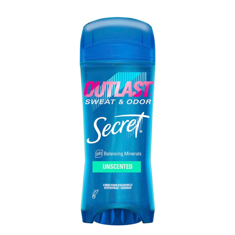 Secret Outlast Antiperspirant Deodorant for Women, 72hr Sweat & Odor Protection, PH Balancing Minerals, Clear Gel, Unscented 3.4 oz - Image 1