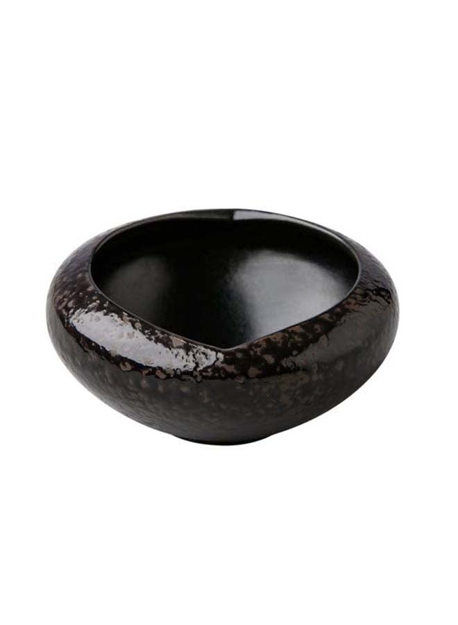 Curved Dipper Bowl, Black Satin Stoneware, 6.5 cm x 2.7 cm