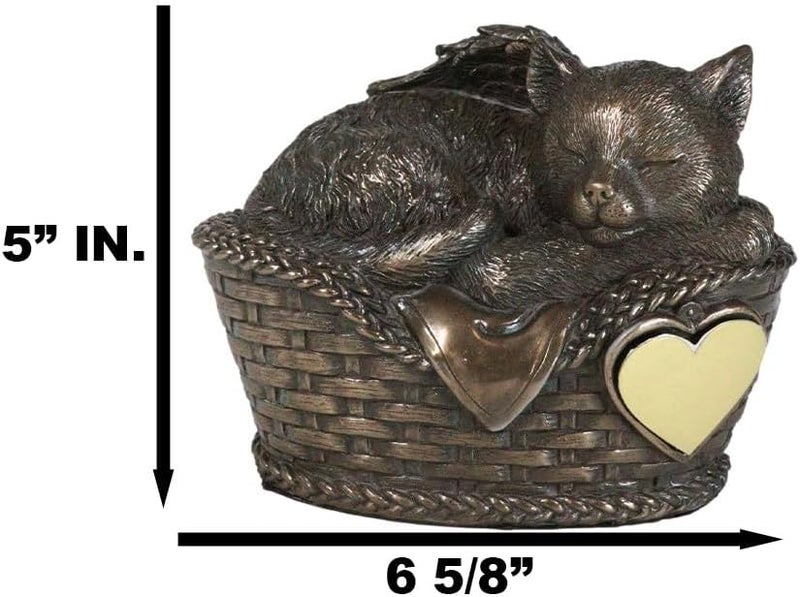 Ebros Gift Heavenly Angel Cat Sleeping in Wicker Bed Basket Cremation Urn Pet Memorial Statue Decor Figurine 6.5 Inch Long - Image 5