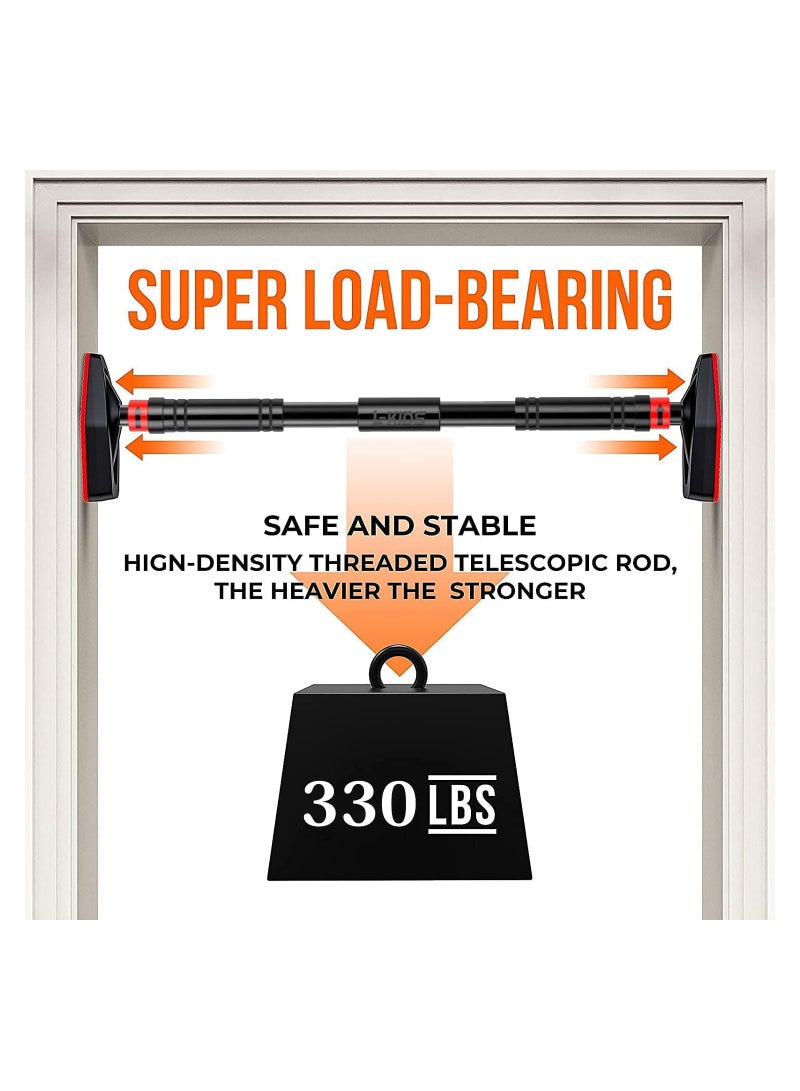 GGEROU Doorway Pull Up Bar with Indoor Swing Trapeze Bar and Cartoon Gymnastic Rings for Kids Adults,26in-39in with Yellow Swing  - Image 3