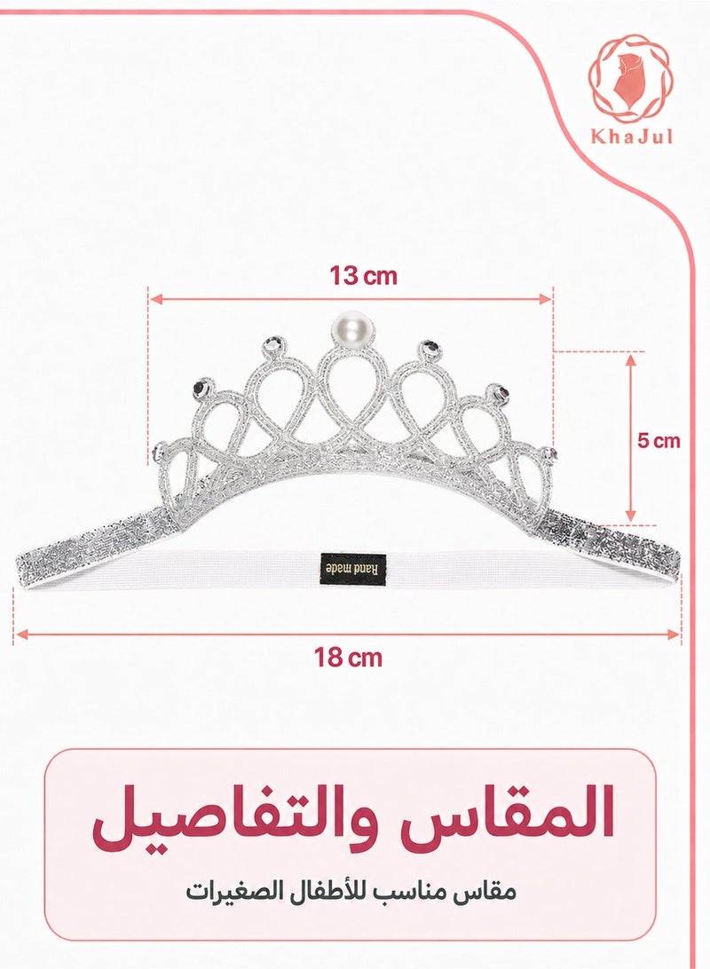 خاجول تاج رأس للأطفال – تاج أميرة مع أحجار كريستالية وترتر، عصابة رأس مرنة بدون إطار، أداة تصوير للبنات الصغيرات هدية عيد ميلاد (4 ألوان متوفرة) - Image 2