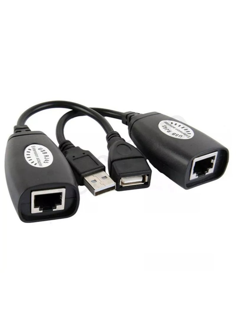 USB RJ45 Extension Adapter Up to 50 meters Length (Black)  - Image 1