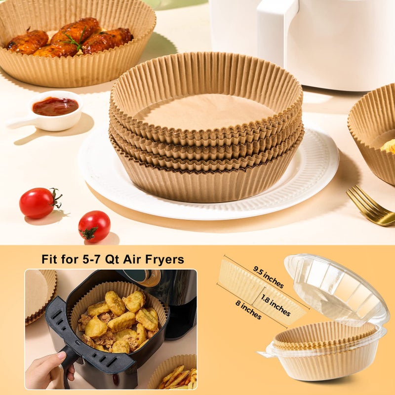 ctizne Air Fryer Paper Liner Disposable: 100Pcs 8 Inch Airfryer Insert Parchment Paper Sheets Grease And Water Proof Non Stick Basket Liners For Baking Cooking Roasting From Ctizne - Image 2