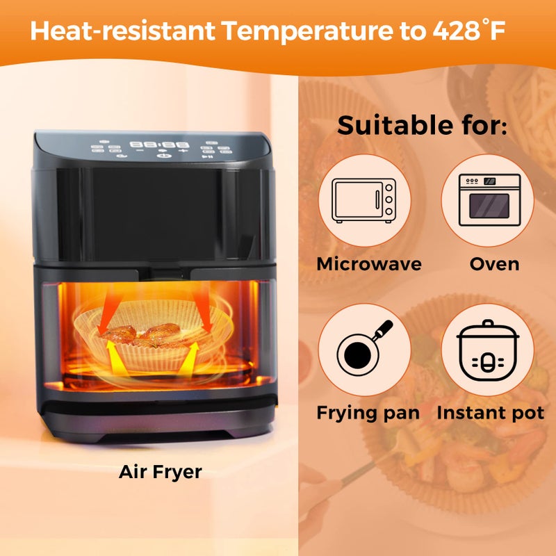 ctizne Air Fryer Paper Liner Disposable: 100Pcs 8 Inch Airfryer Insert Parchment Paper Sheets Grease And Water Proof Non Stick Basket Liners For Baking Cooking Roasting From Ctizne - Image 4