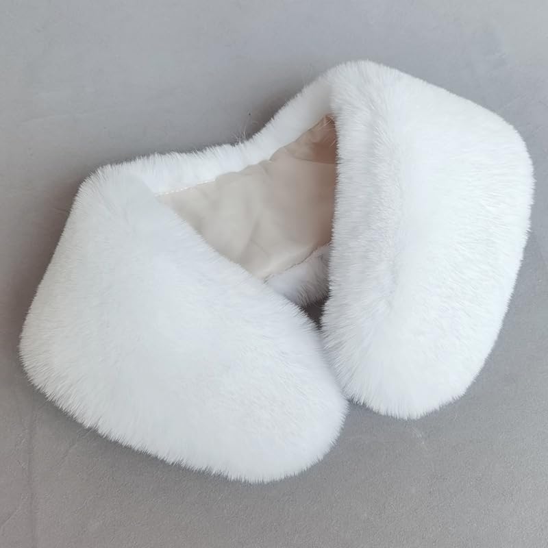 Joyci Fashion Women's Faux Fur Collar Winter Warm Neck Shawl Scarf Collar (White) - Image 2