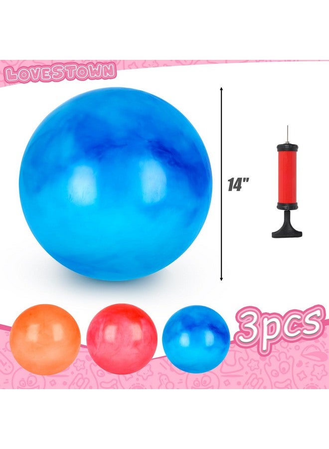 LovesTown 3PCS Playground Balls, 14 Inch Bouncy Balls Inflatable Dodgeball Kickballs with Hand Pump, for Kids Indoor and Outdoor - Image 2