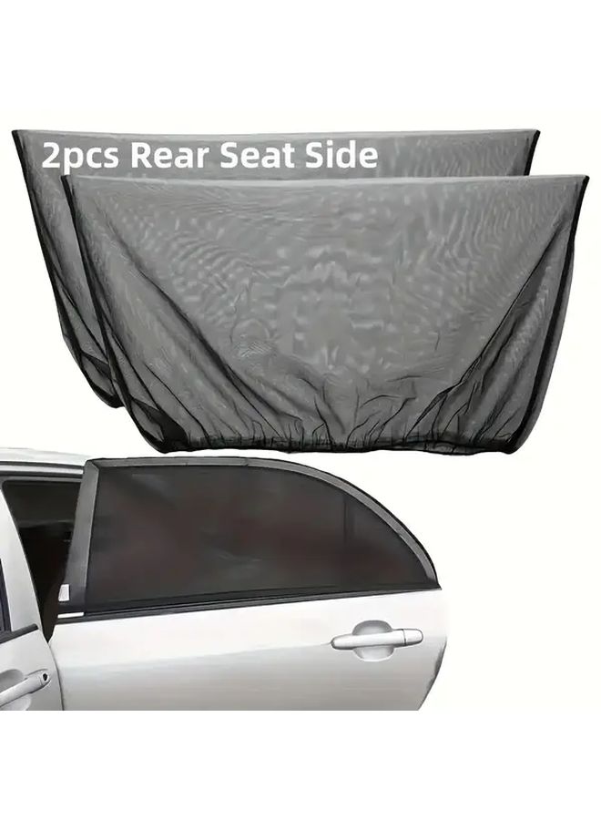 2 Piece Car Window Sunshade Mosquito Net Curtain Foldable UV Protection Insect Shield Black for Cars Trucks SUV - Image 3
