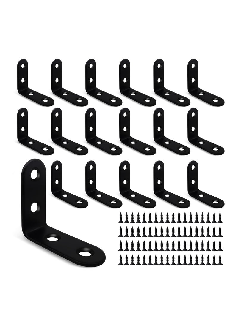 Y&D 18 Pcs L Bracket Corner Brace, Stainless Steel Sturdy Braces, 90 Degree Right Angle Bracket, for Wood Shelves Furniture Chair with 72PCS Screws (1.57x1.57 inch)  - Image 1