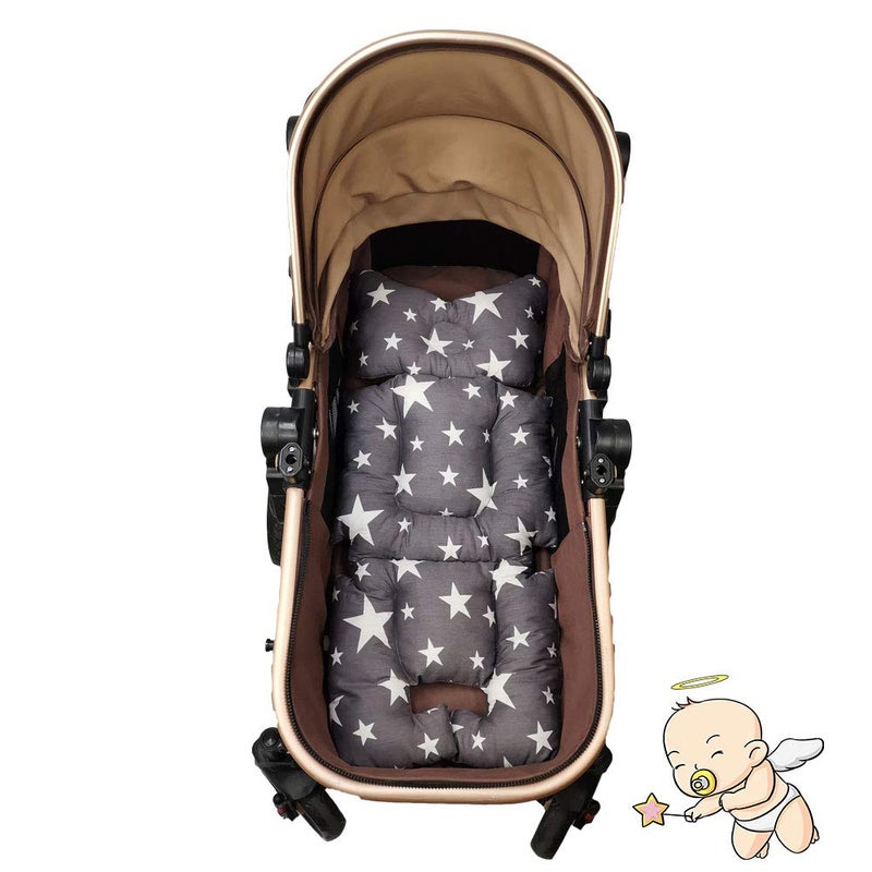 DODO NICI غطاء بطانة عربة الأطفال، غطاء بطانة مقعد السيارة، وسادة قطنية قابلة للعكس للرضع، عالمية لحامل الأطفال وعربة الأطفال، حشوة سميكة، غير قابلة للانزلاق، من دودي نيسي بنجمة رمادية - Image 5